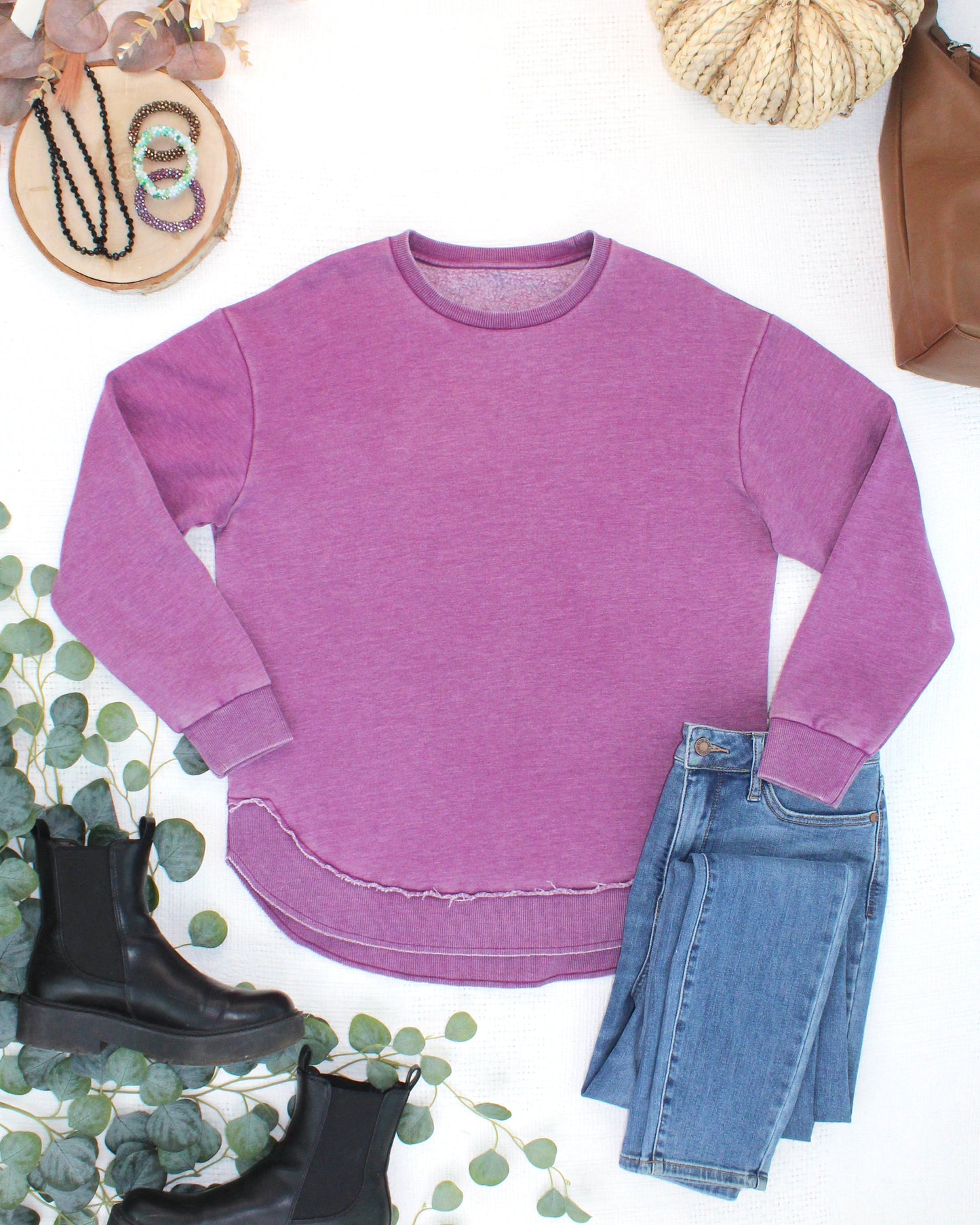Vintage Wash Pullover - Purple