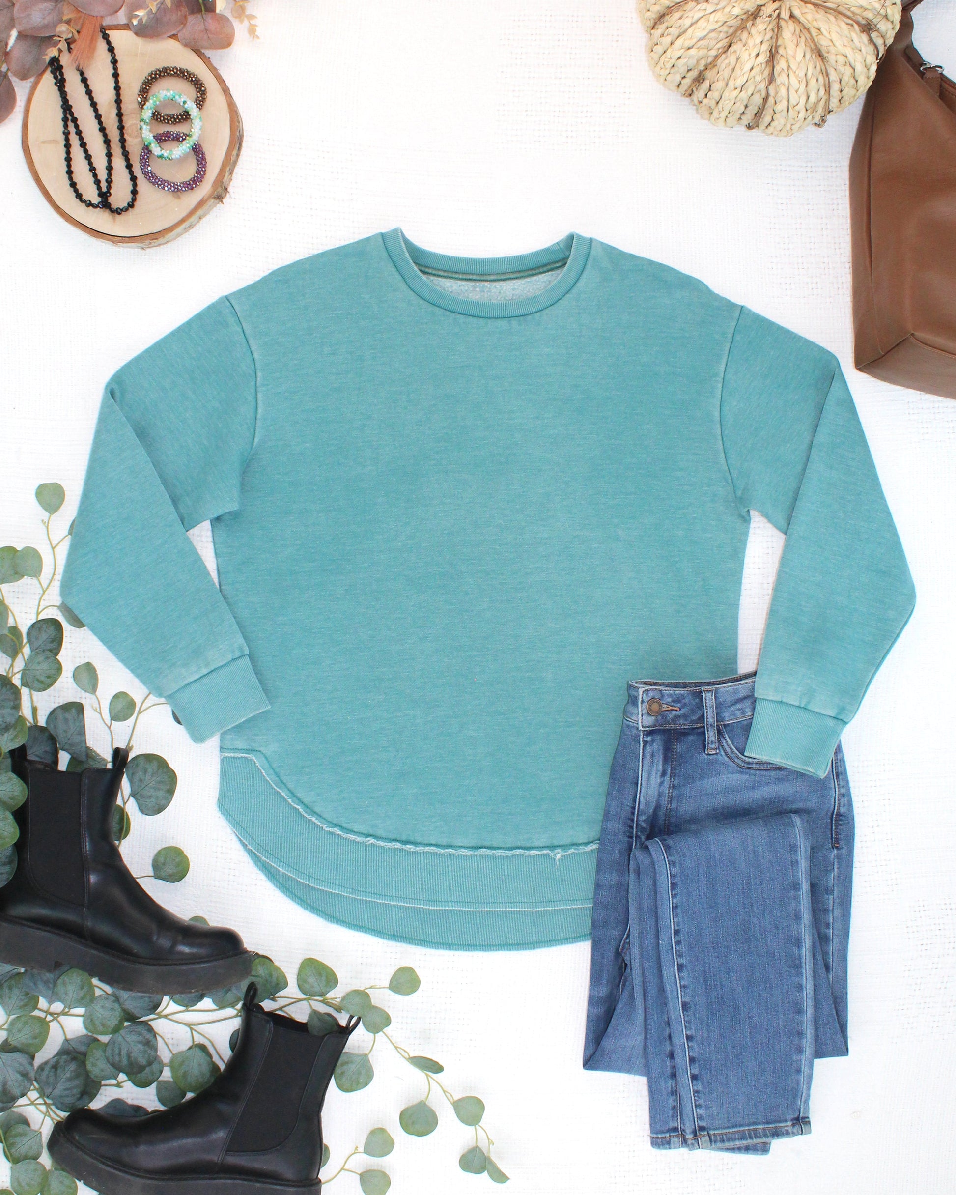 Vintage Wash Pullover - Teal