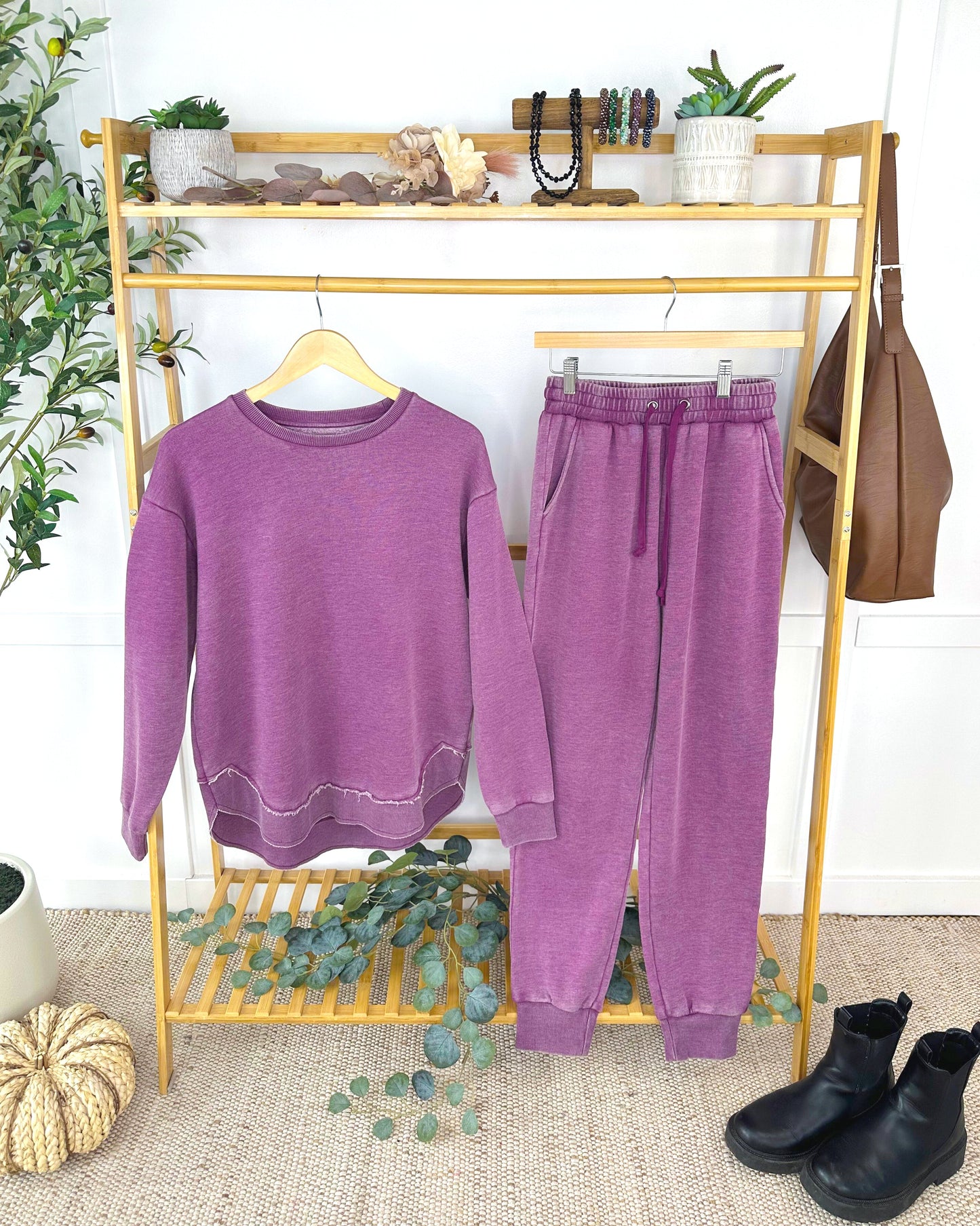 Vintage Wash Joggers - Purple