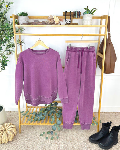 Vintage Wash Joggers - Purple