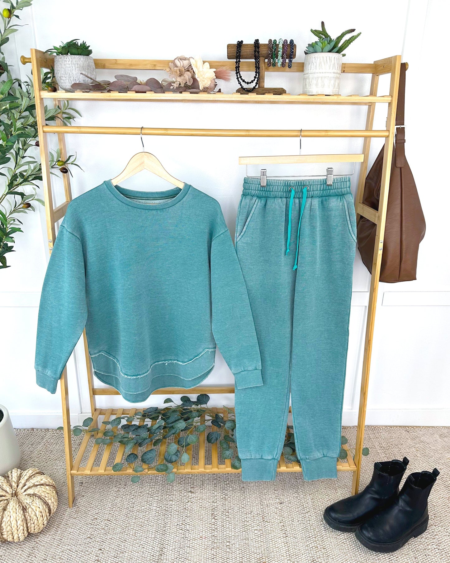 Vintage Wash Joggers - Teal