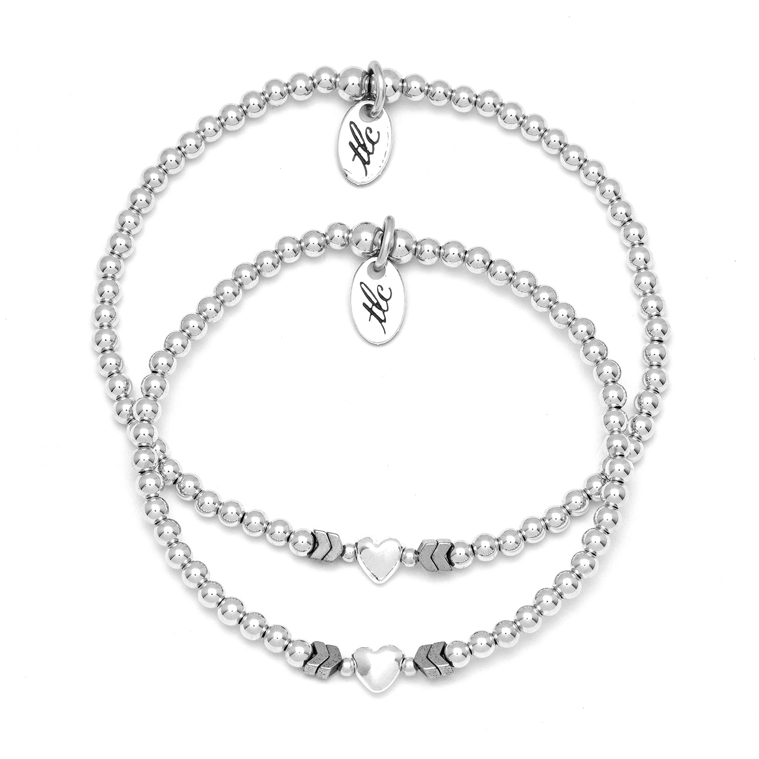 Heart to Heart - Mama & Mini Sterling Silver Stretch Bracelet