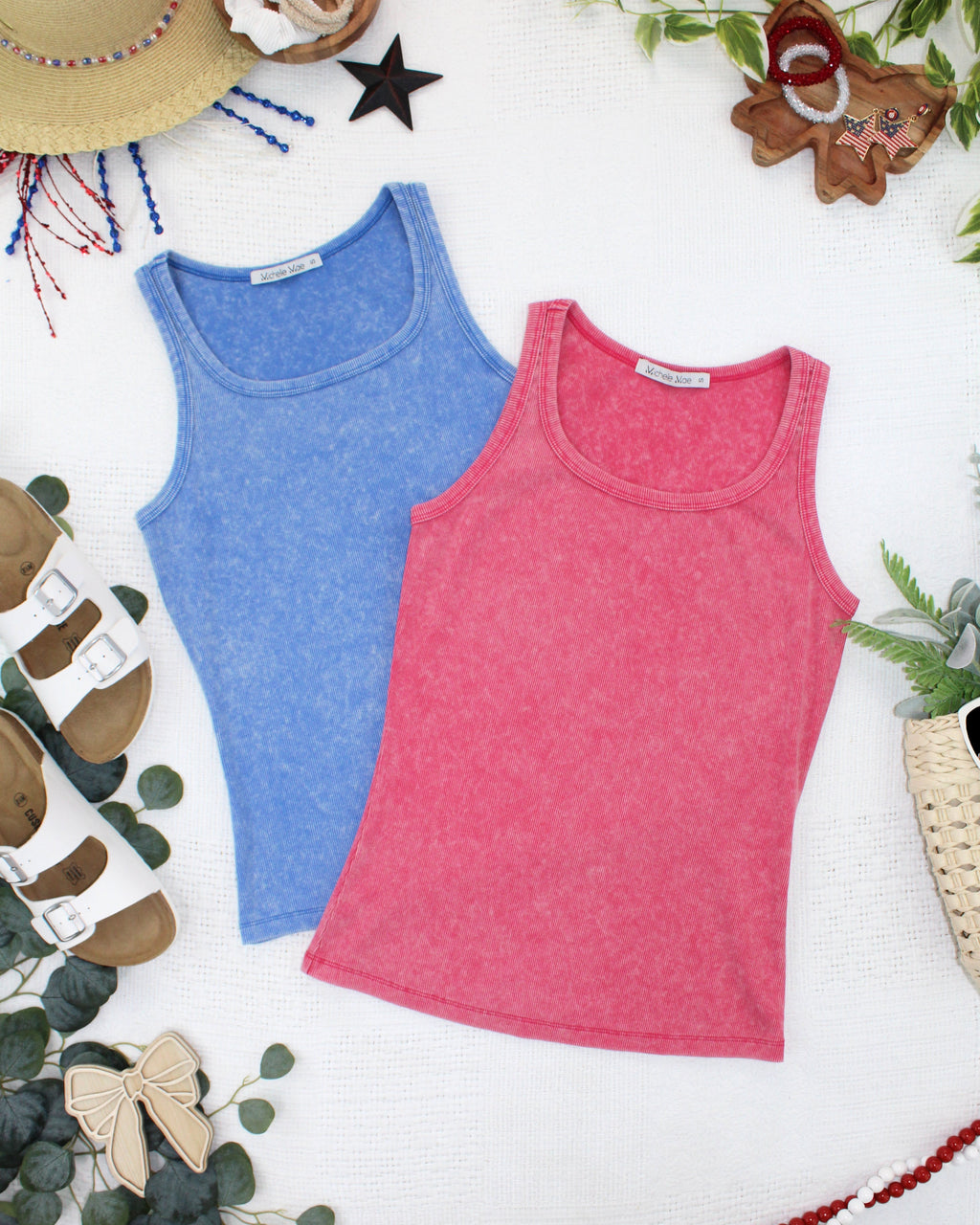 IN STOCK Audrey Vintage Wash Tank - Red