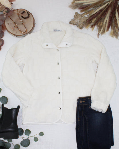 Checkered Snap Sherpa - Ivory