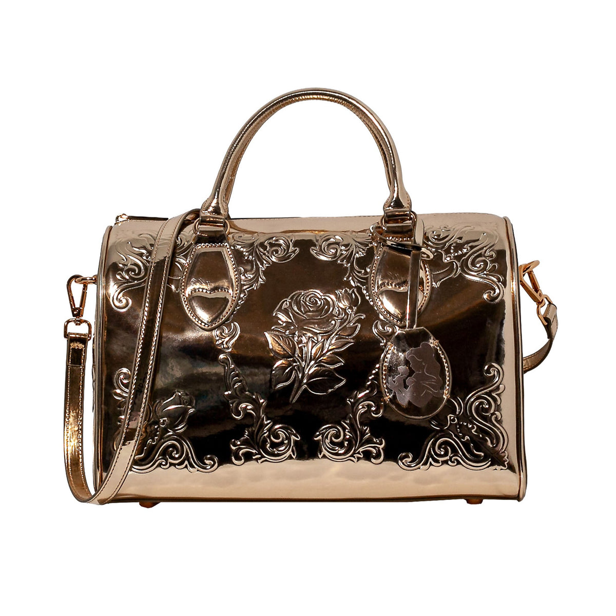 Disney Belle Gilded Ballroom Bowler Bag Large Gold Chrome
