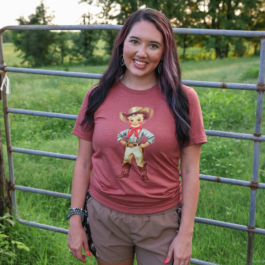 FestiviTees Women - Apparel - Shirts - T-Shirts Retro Cowboy Kid Soft Graphic Tee