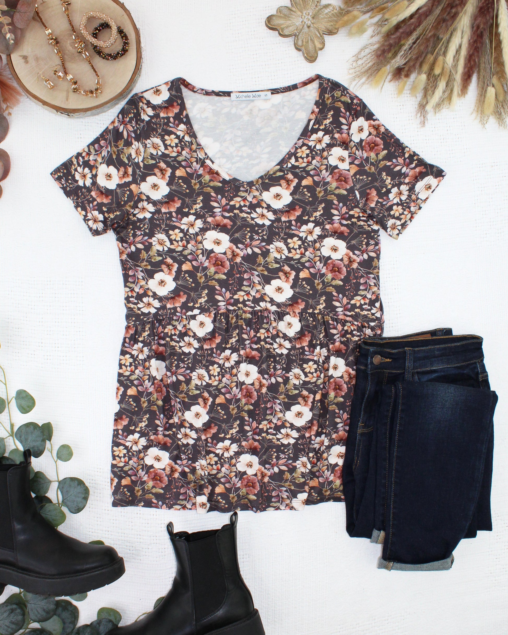 Sarah Ruffle Short Sleeve - Blushwood Floral