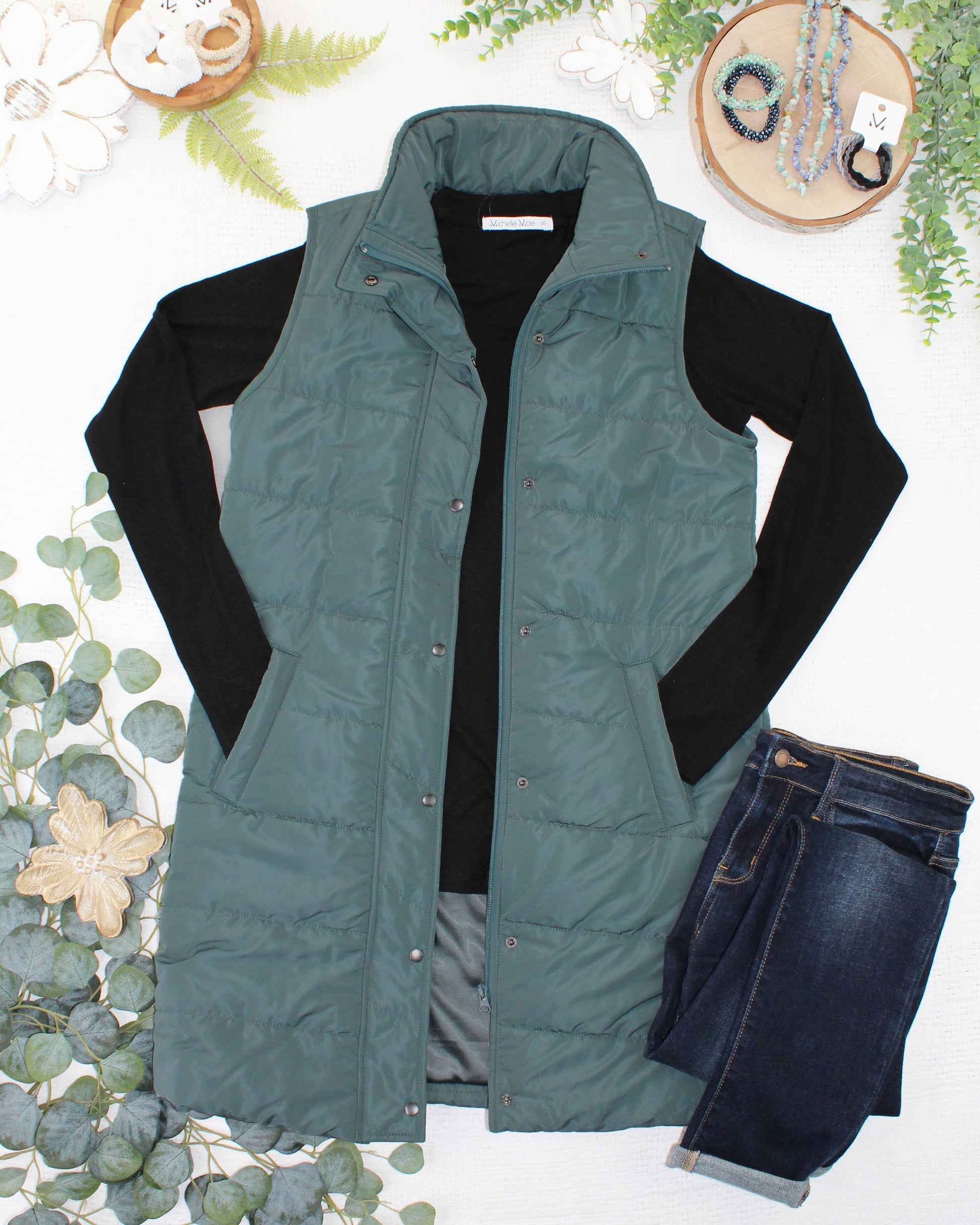 Harlow Long Vest - Teal