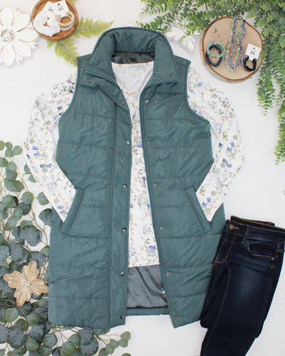 Harlow Long Vest - Teal