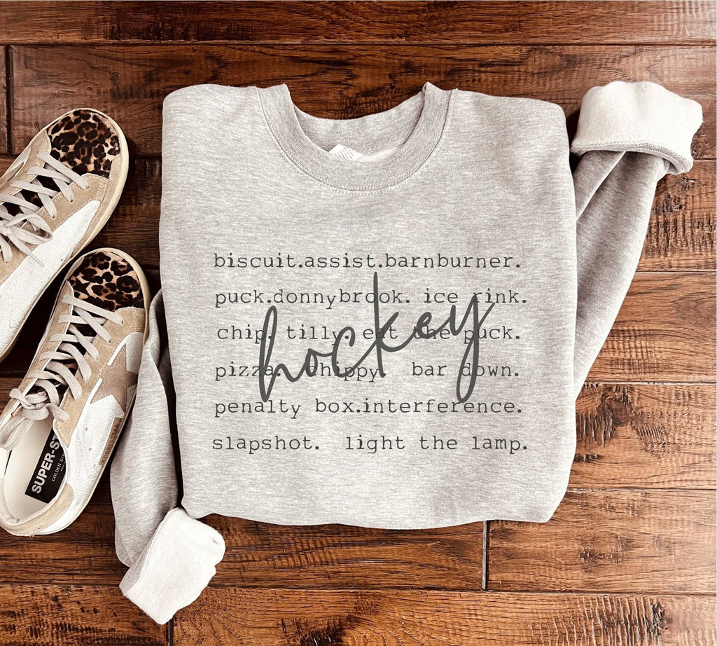 Hockey Words Sweatshirt in Two Colors