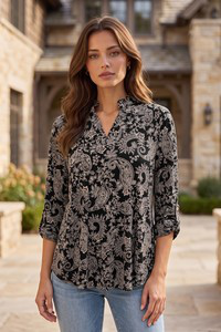 Liz Lane Black Printed Blouse