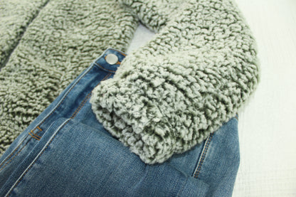 Two Tone Fullzip Sherpa - Olive and White