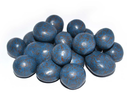 Close-up of chocolate-covered dried blueberries