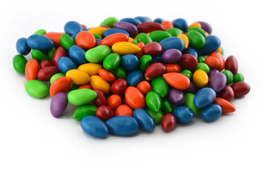 Colorful chocolate-covered roasted sunflower seeds close-up