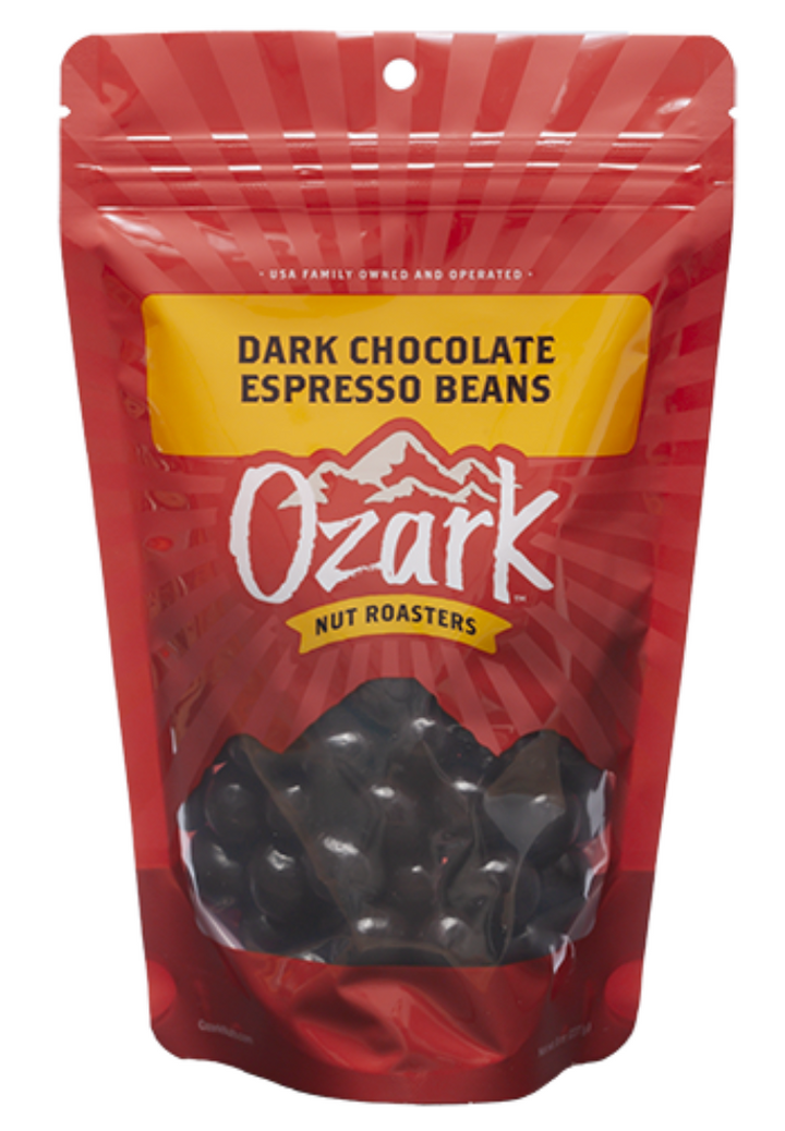 Ozark Nut Roasters Dark Chocolate Espresso Beans retail pouch
