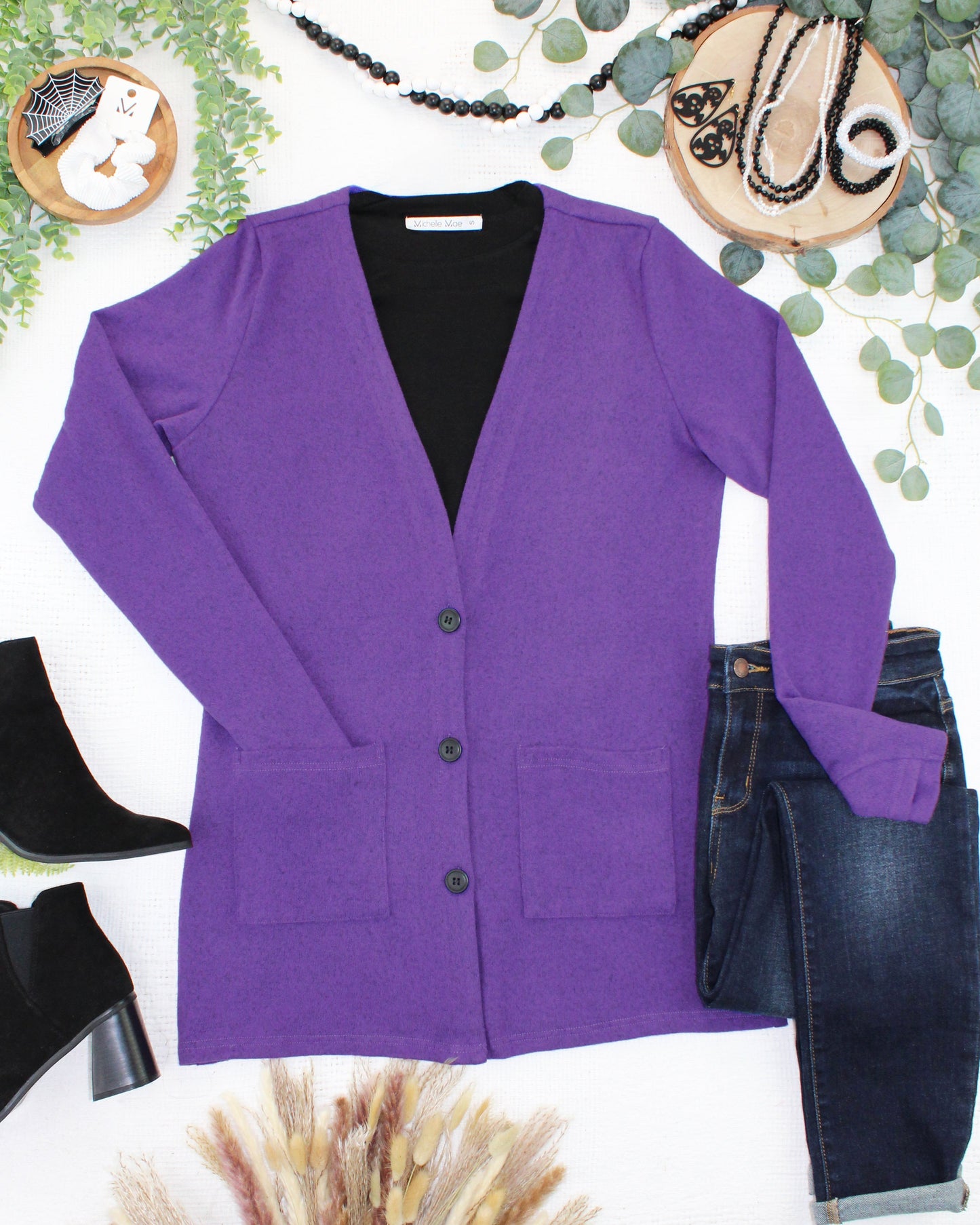 Cori Cardigan - Heathered Purple