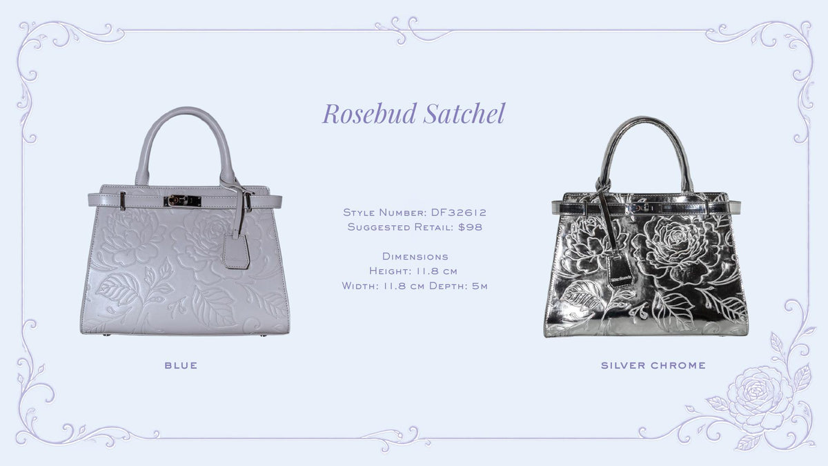 Rosebud Satchel Blue and Silver Chrome