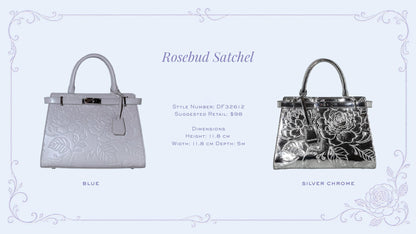 Rosebud Satchel Blue and Silver Chrome