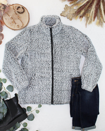 Two Tone Fullzip Sherpa - Charcoal and White