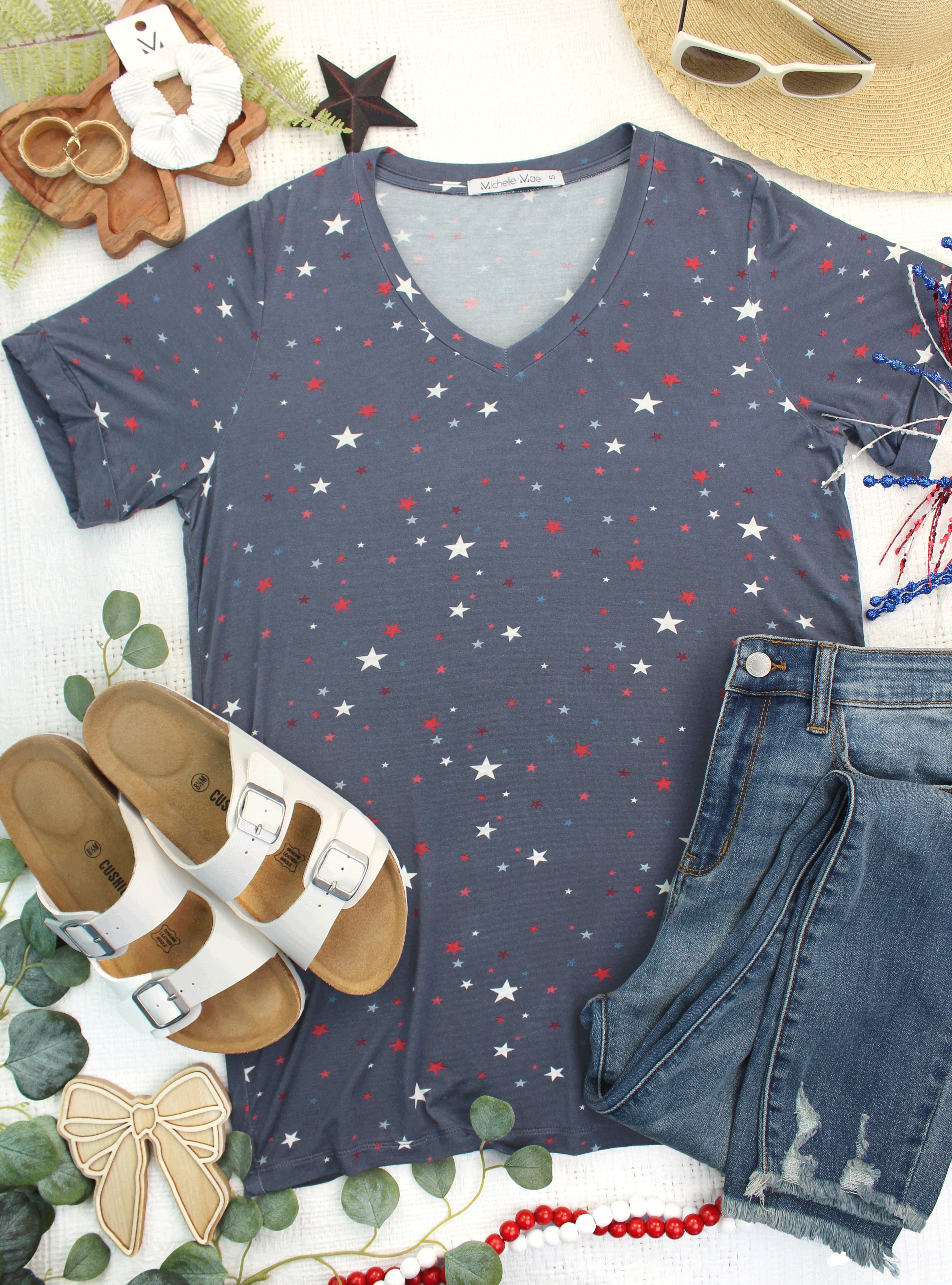 IN STOCK Sophie Top - Blue Liberty Stars