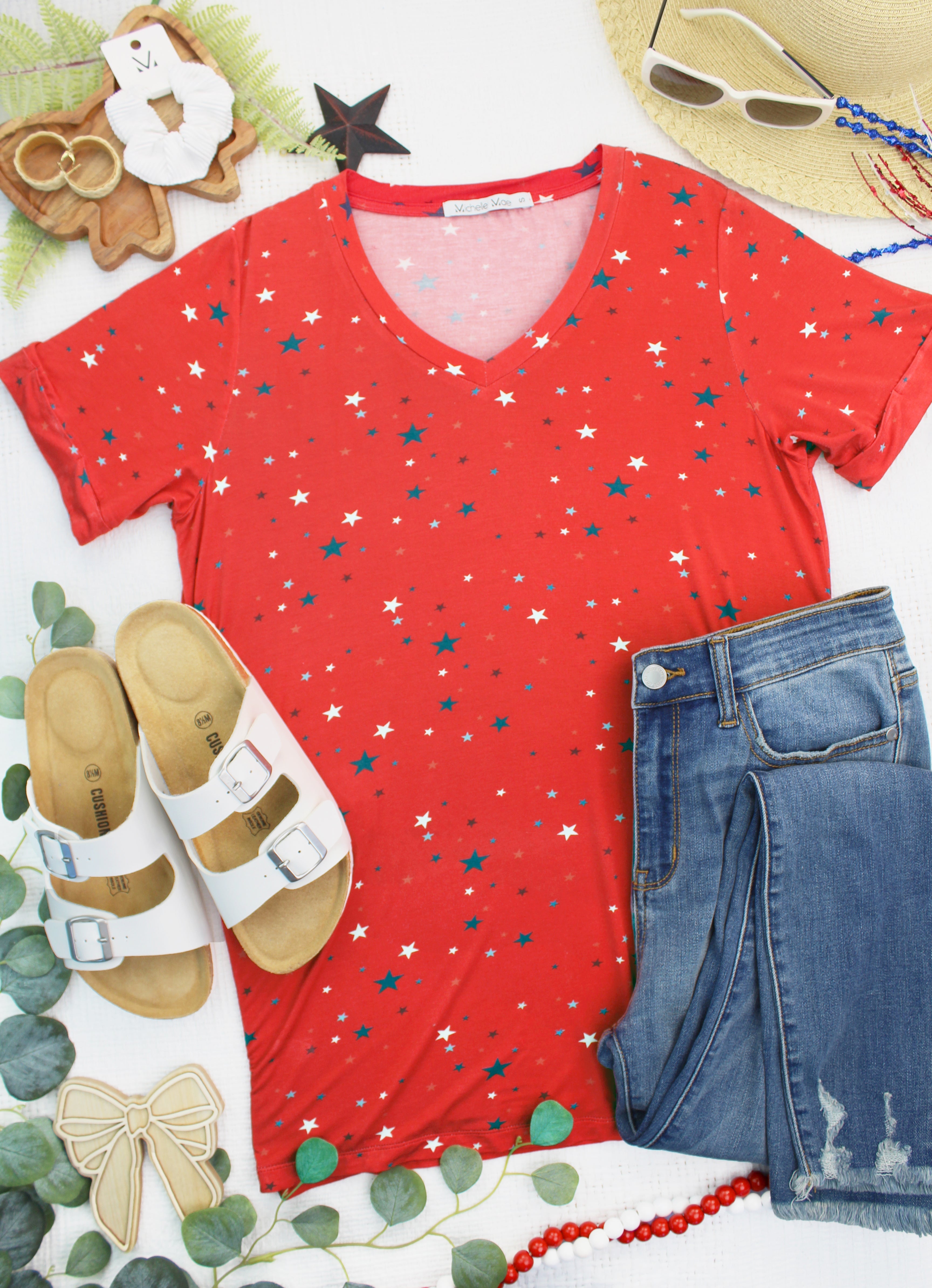 IN STOCK Sophie Top - Red Liberty Stars