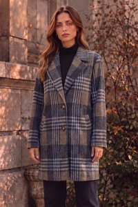 Heritage Plaid Coat in Navy Mocha