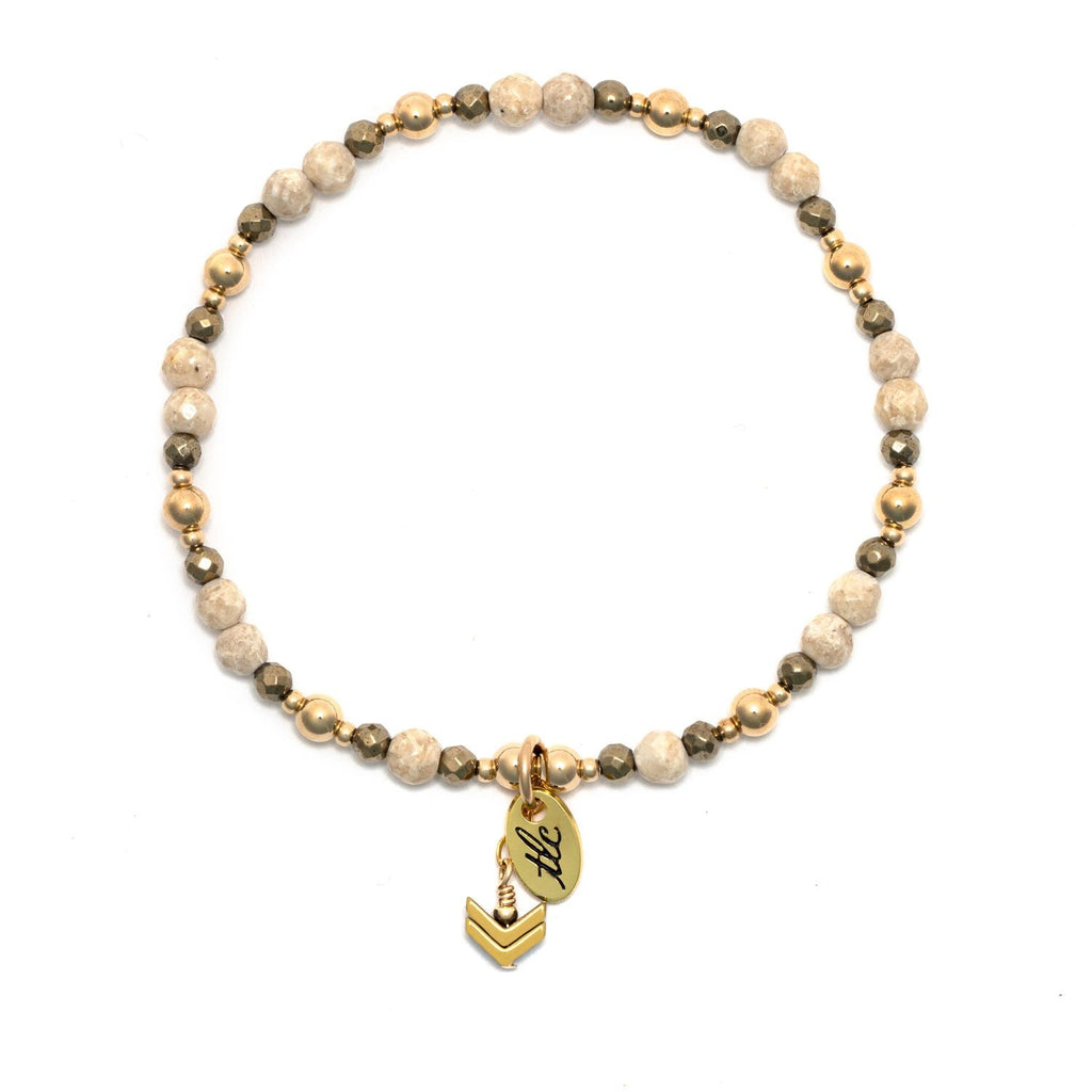 Riverstone & Gold Design Stretch Bracelet