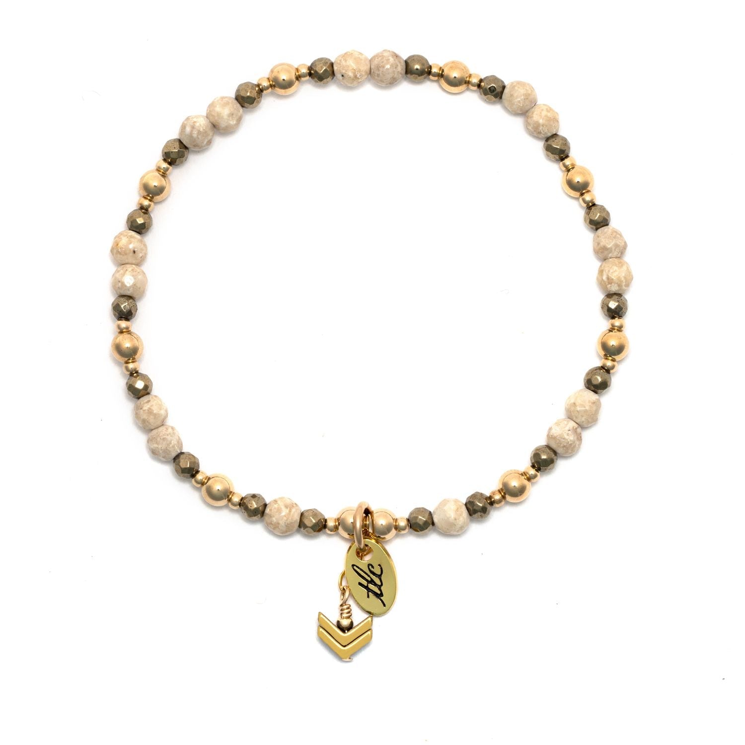 Riverstone & Gold Design Stretch Bracelet