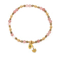 Strawberry Quartz & Gold Design Stretch Bracelet