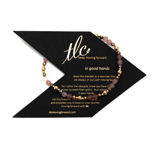 Strawberry Quartz & Gold Design Stretch Bracelet