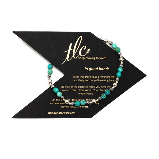Turquoise & Silver Design Stretch Bracelet