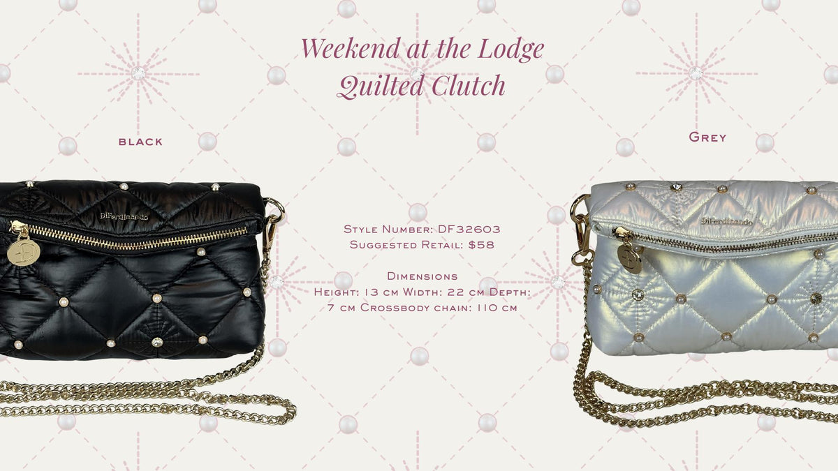 Weekend at the Lodge Quilted Clutch Black and Grey