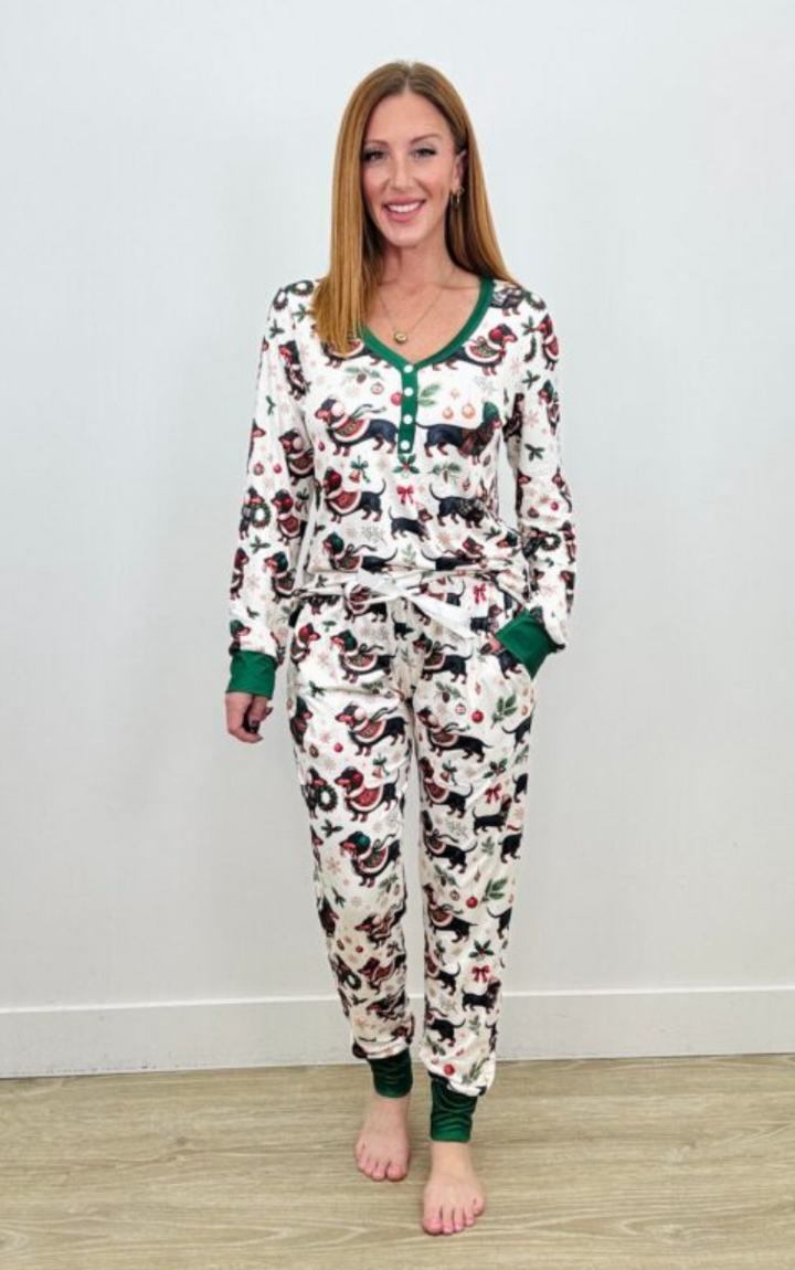 Winter Doxie Pajama Jogger Pre-Order by Shirley & Stone